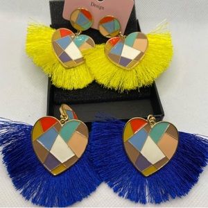 2 Pair Colorful Fringe Earrings